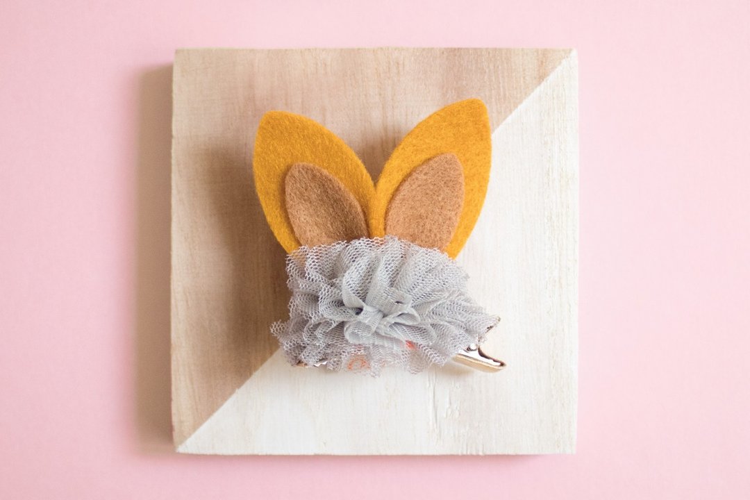 发夹 毛毡布 纱球 Hair Clip 甜美发夹 儿童头饰 儿童发夹 兔耳朵 - 其他 - 其他材质 橘色
