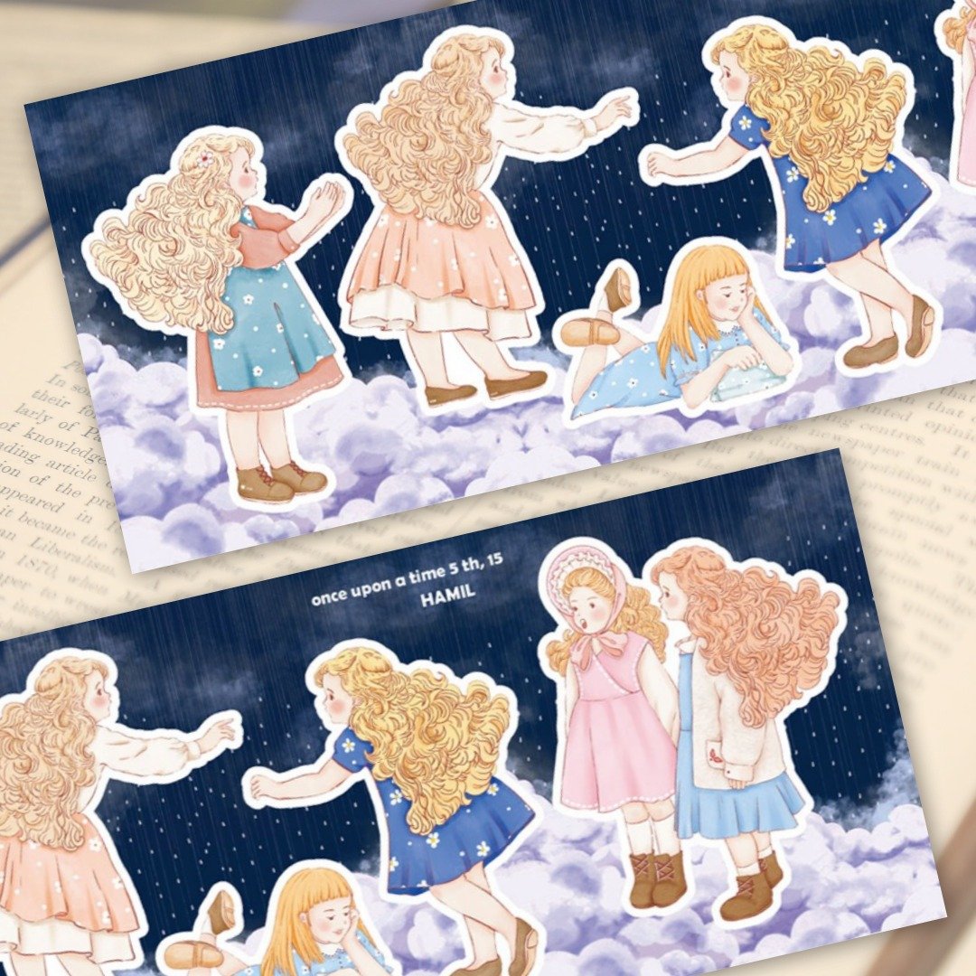 once upon a time 5 ver15 (hamil) 复古女孩女士人物贴纸 - 贴纸 - 纸 多色