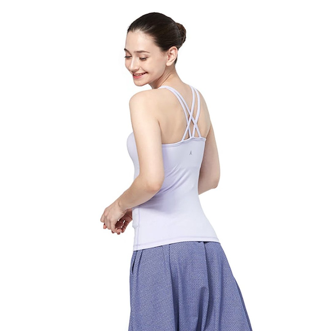 【NAMASTE】Victoria 肩带造型上衣 - 浅粉紫 - 女装瑜珈服 - 尼龙 紫色