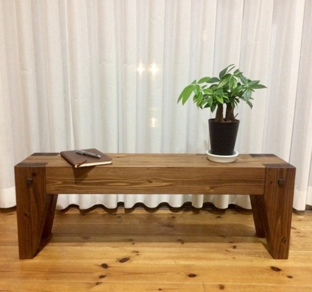 重型2人座木凳☆实木☆宽度100cm☆古董规格 - 其他家具 - 木头 