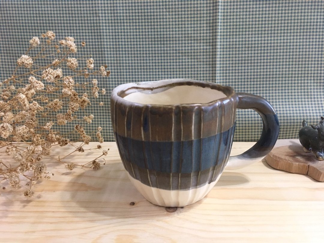 手捏-线条陶杯 - 咖啡杯/马克杯 - 陶 咖啡色