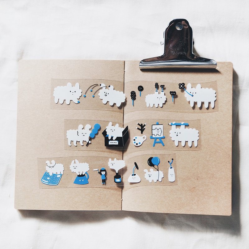 一堆狗狗云 / 亮面 PET胶带 / 右手超人纸胶带 #5 - 纸胶带 - 纸 白色