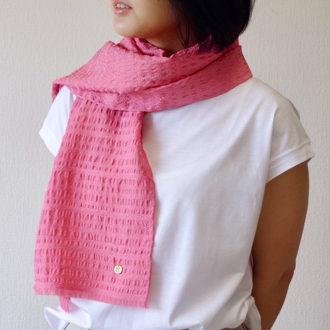 silk scarf from kyoto Japan  filtango stole  SARASA  rose pink  washable by hand - 围巾/披肩 - 丝．绢 粉红色