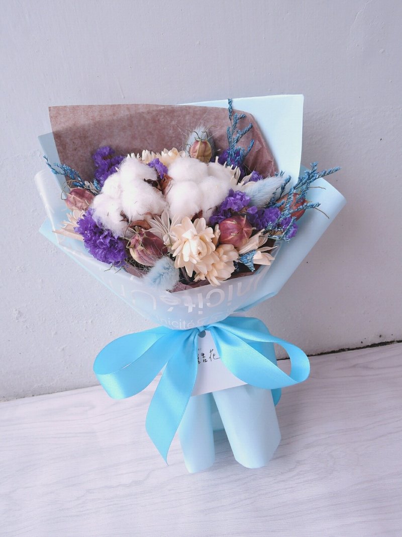 JY.flower 解语花【棉棉絮语（蓝）】干燥棉花花束 - 植栽/盆栽 - 植物．花 蓝色