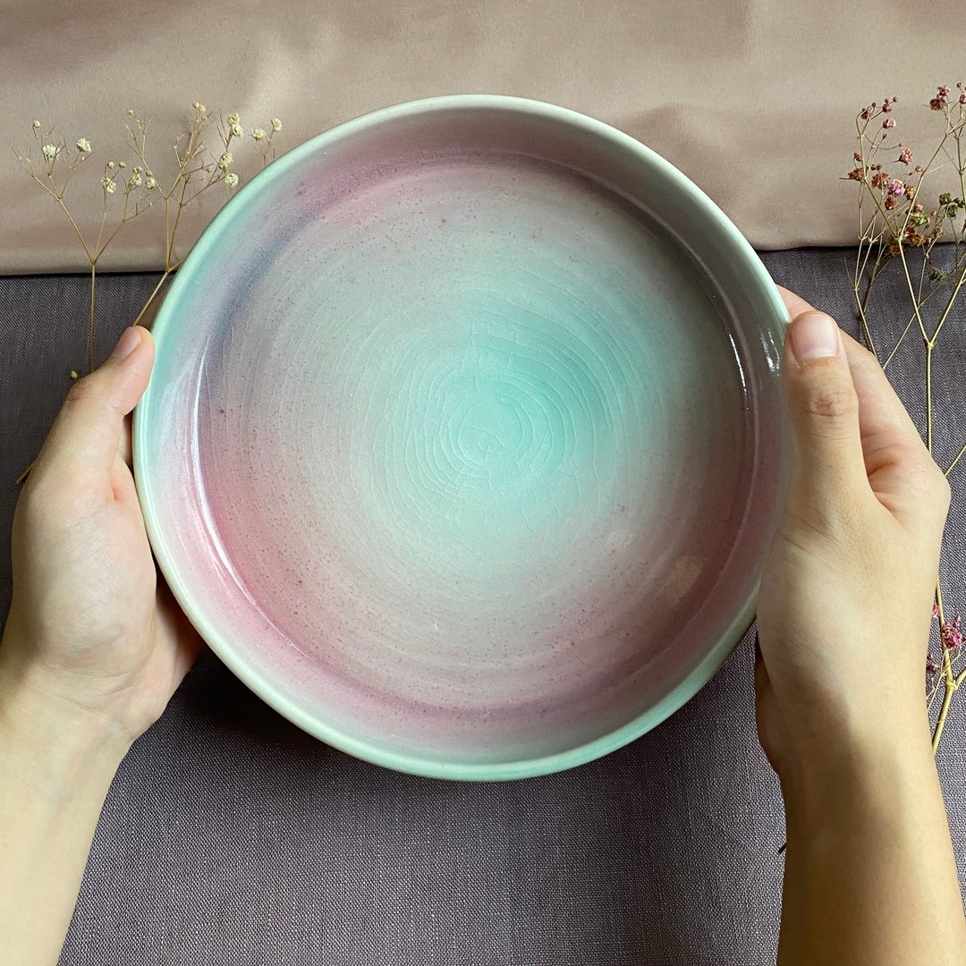 釉名x樱花的眼泪x手工陶瓷盘 瓷器盘子 - 盘子/餐盘/盘架 - 瓷 粉红色