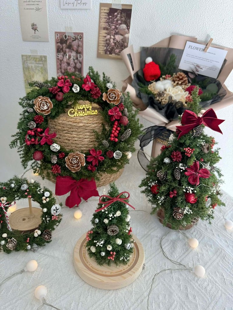 圣诞节 圣诞树 圣诞花圈 圣诞花束 永生花 干燥花 礼物 圣诞礼物 - 干燥花/捧花 - 植物．花 多色