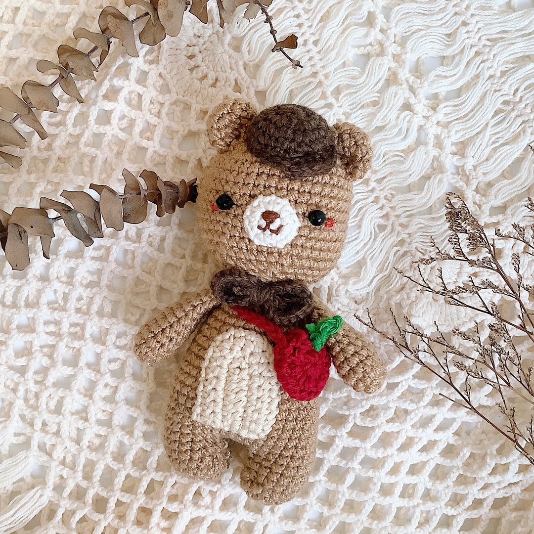 OOAK Gifts, Crocheted Stuffed Toys - An Ordinary Cutie Bear, Amiguruimi. - 玩具/玩偶 - 棉 咖啡色