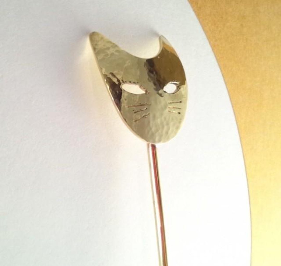Cat forged brass hairpin - 发饰 - 其他金属 