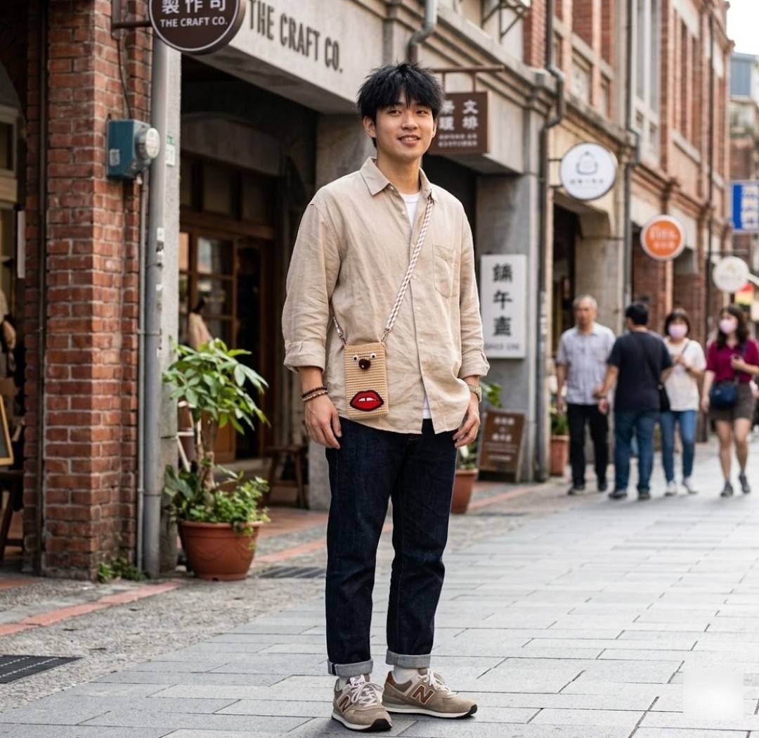 阿中哥 手机袋 手机保护套 手机防护袋 造型手机袋 手机包 斜肩包 - 手机壳/手机套 - 棉．麻 卡其色
