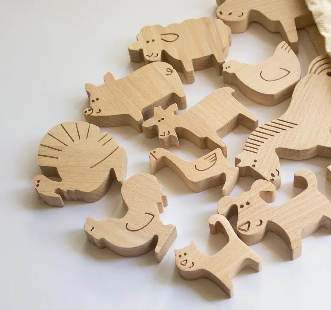 Lemi Toys 动物积木 - 玩具/玩偶 - 木头 咖啡色