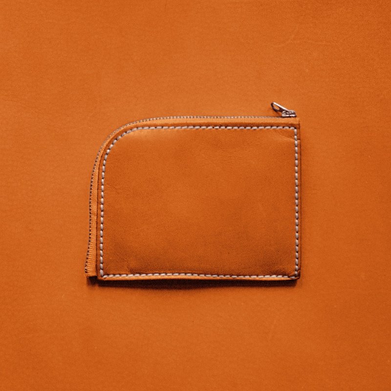 拉链零钱包.L。手缝皮革材料包。BSP002 - 皮件 - 真皮 橘色