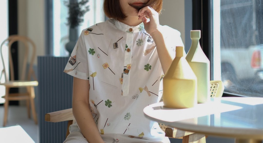 The mandarin collar 小立领: white白色 - 女装衬衫 - 棉 白色