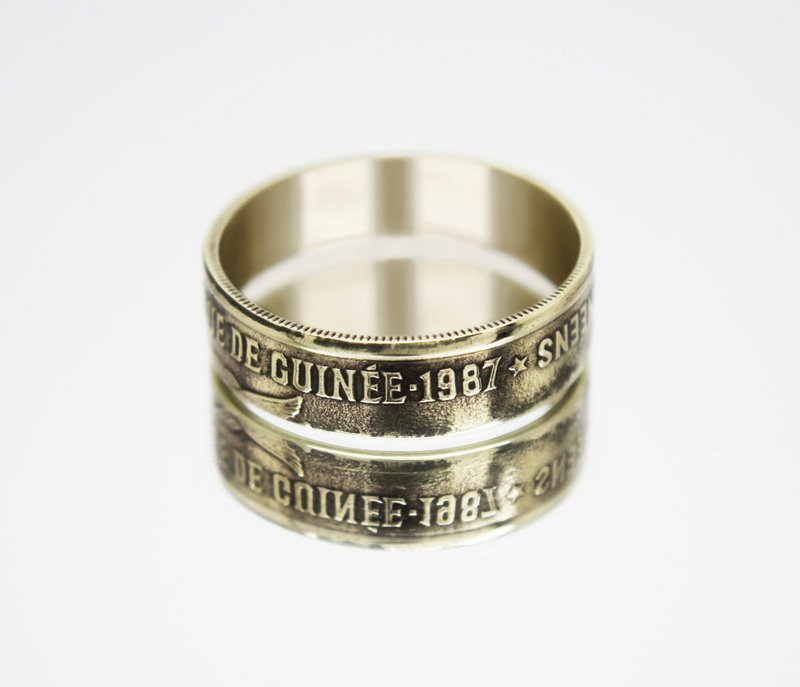 Guinea Coin Ring 25 francs 1987 coin rings for men coin rings for women - 戒指 - 其他金属 
