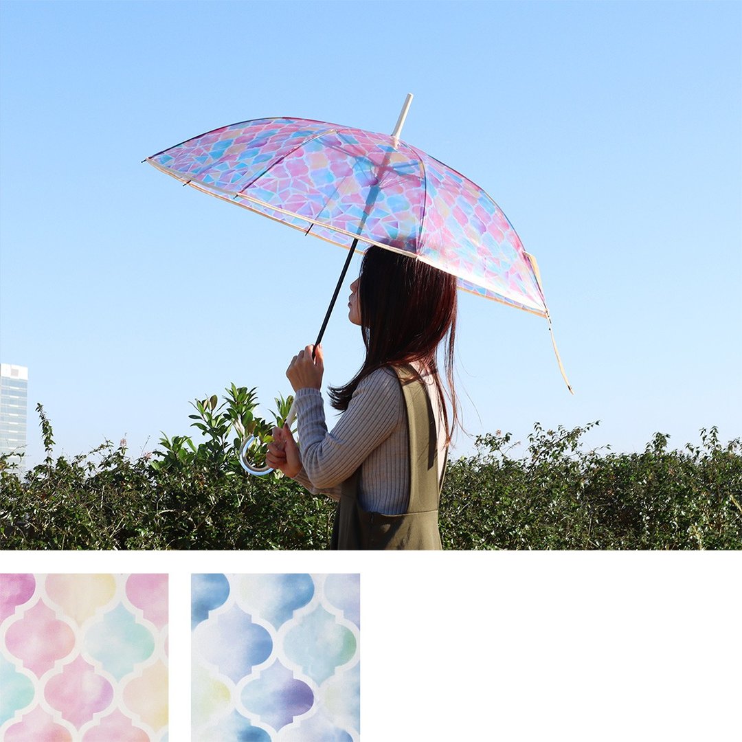 【预订】彩绘玻璃风摩洛哥瓷砖透明雨伞 - 雨伞/雨衣 - 其他金属 粉红色