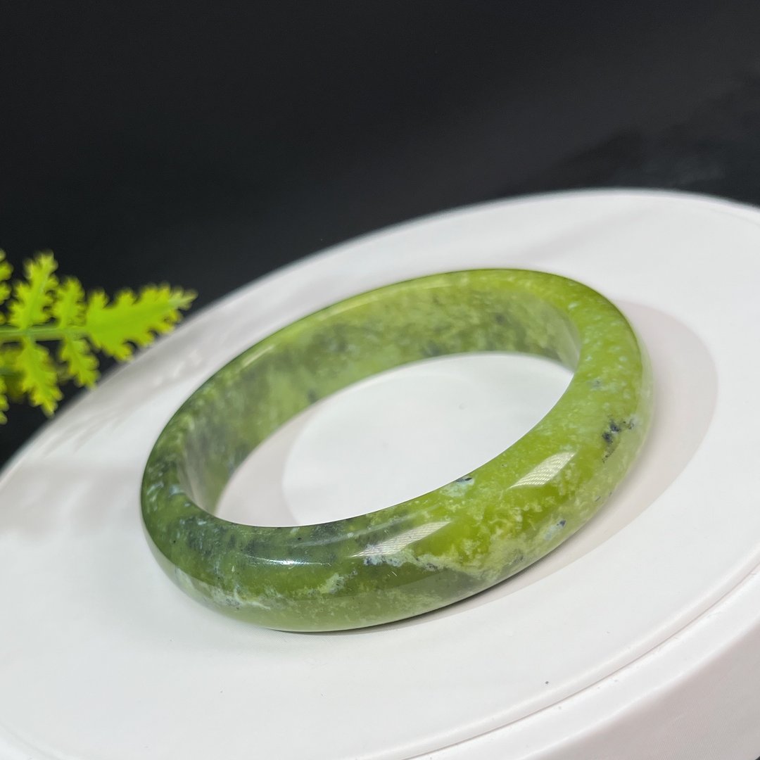 独特蒙古绿松石手镯57MM 玉化渐变绿色蒙料松石手环 护佑平安顺利 - 手链/手环 - 半宝石 绿色