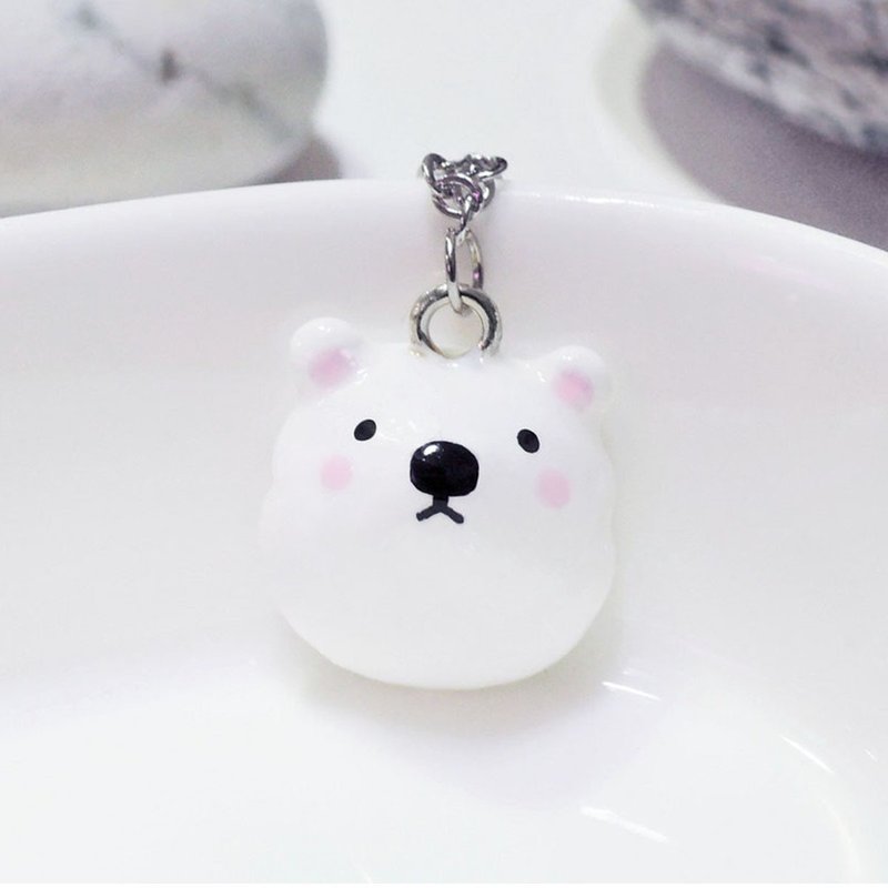 童话小动物 圆嘟嘟北极熊手工可爱项链 - 项链 - 陶 白色