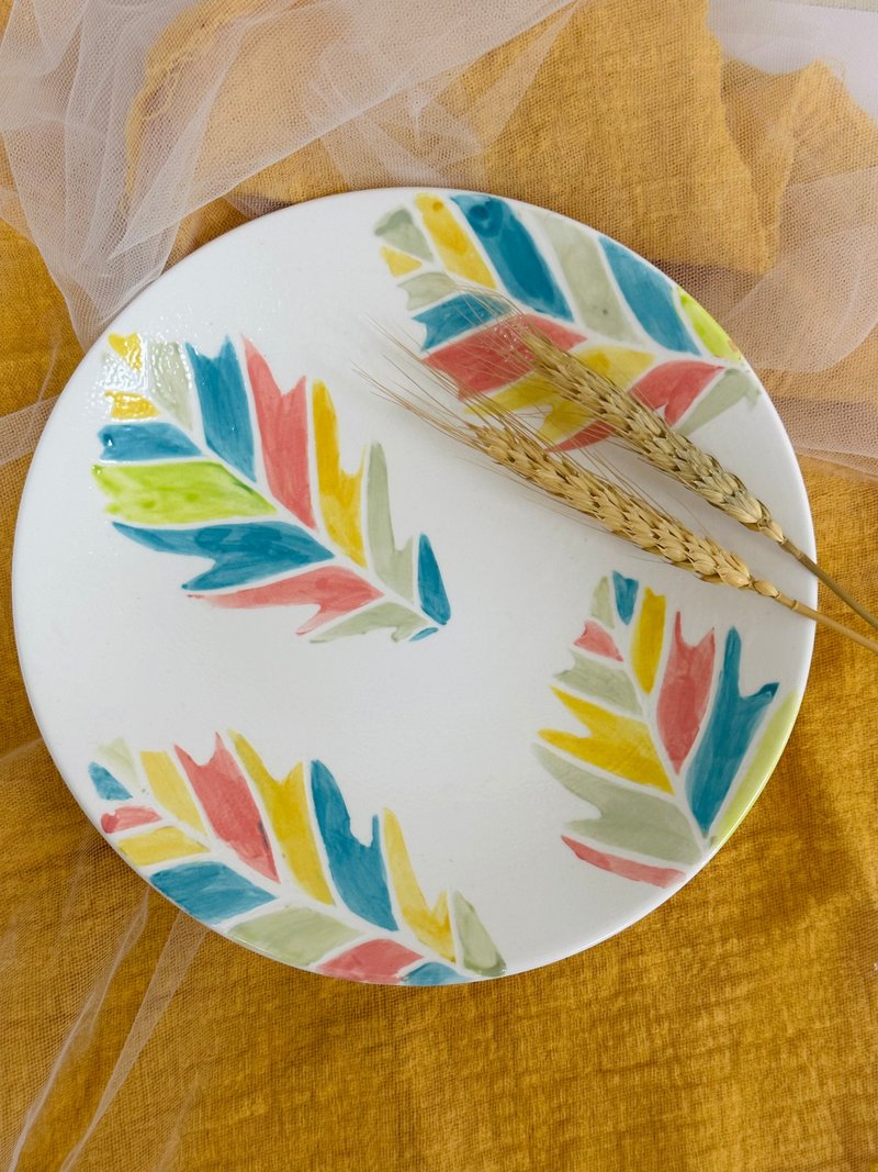 台湾制造 手工绘制陶瓷餐盘 植感系列餐盘 仅有一件 - 盘子/餐盘/盘架 - 瓷 橘色