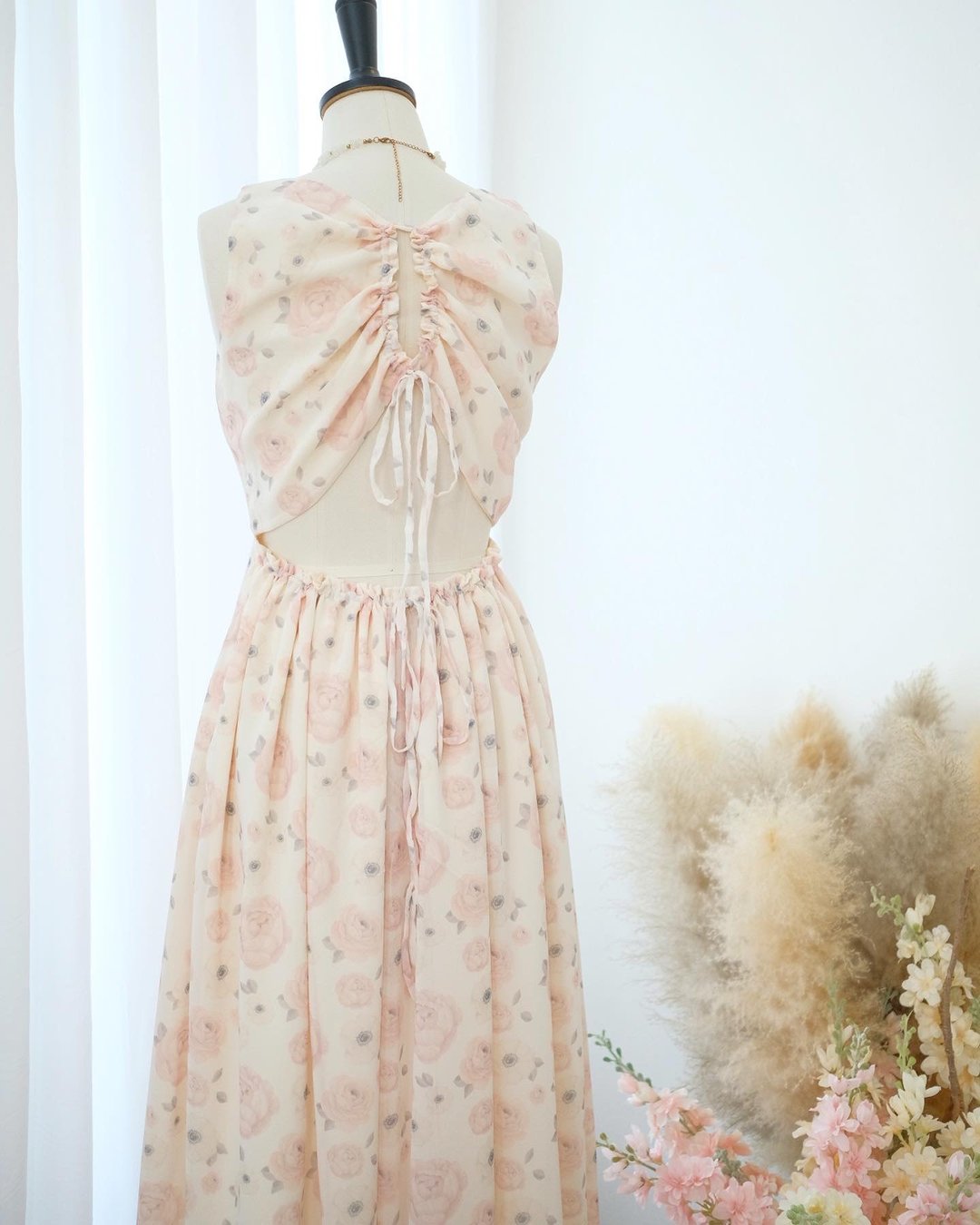 Creamy white floral chiffon party summer sundress Maxi bridesmaid dress - 洋装/连衣裙 - 聚酯纤维 白色