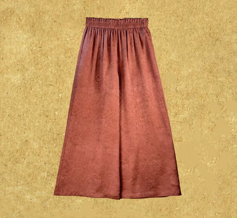 【知鸢】 新中式復古香云纱 桑蚕丝花萝阔腿裤 - 女装长裤 - 丝．绢 多色