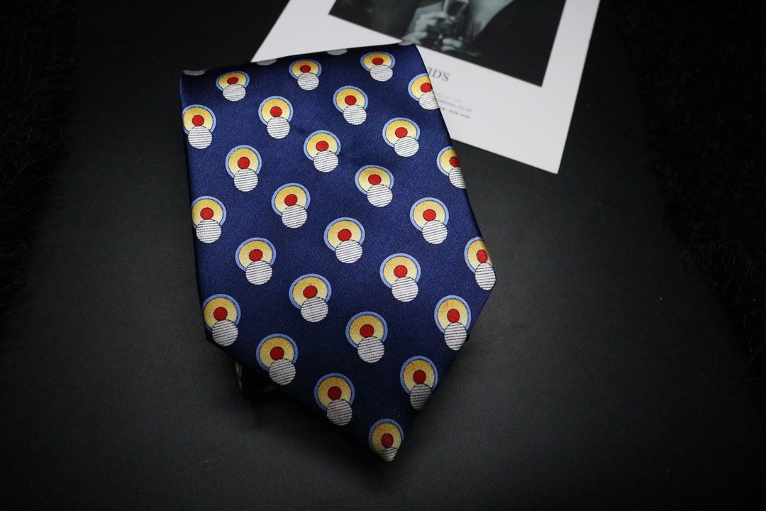蓝色复古图腾真丝领带/绅士商务necktie - 领带/领带夹 - 丝．绢 蓝色