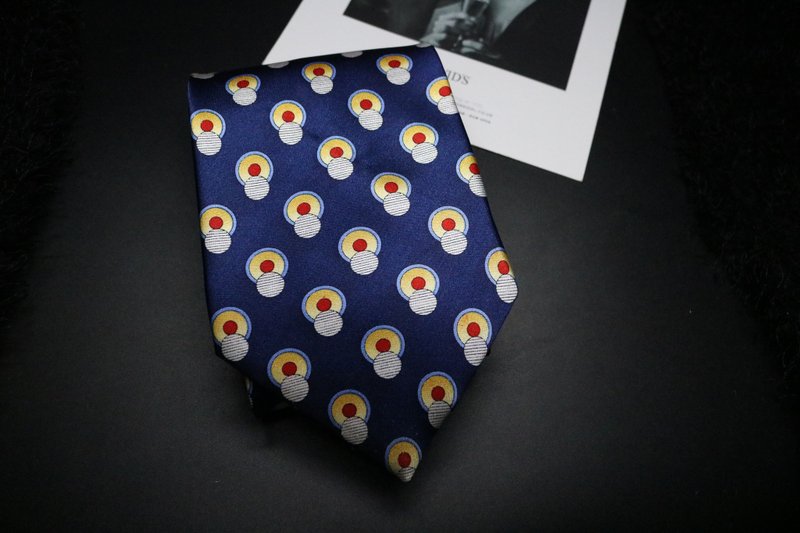 蓝色复古图腾真丝领带/绅士商务necktie - 领带/领带夹 - 丝．绢 蓝色