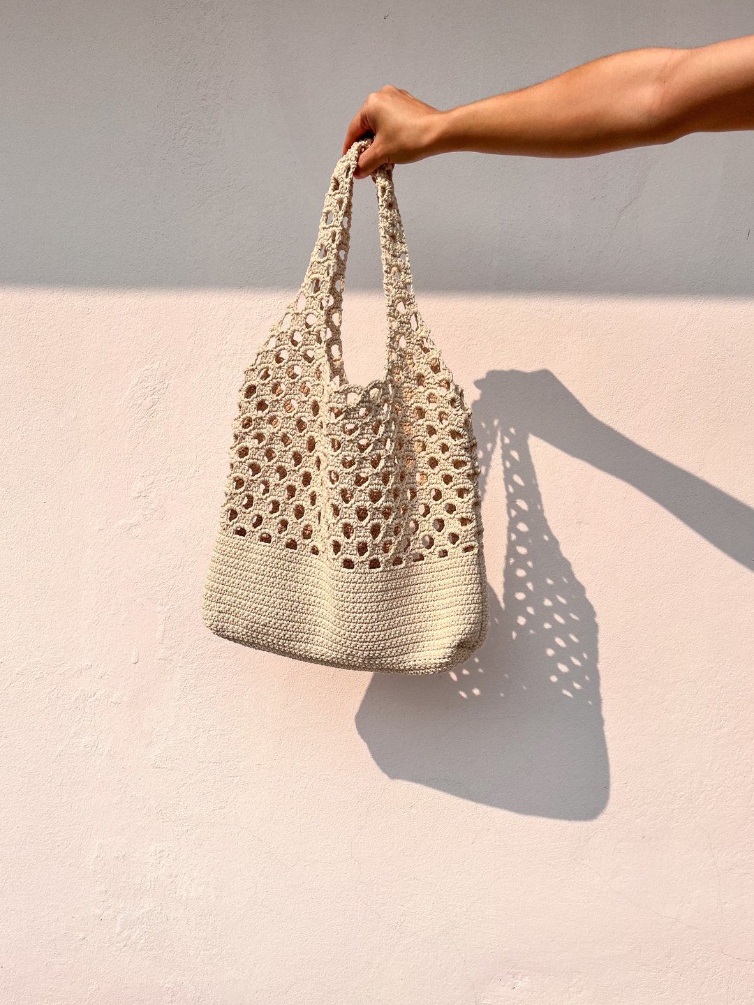 Crochet Tote Bag - 手提包/手提袋 - 其他材质 卡其色