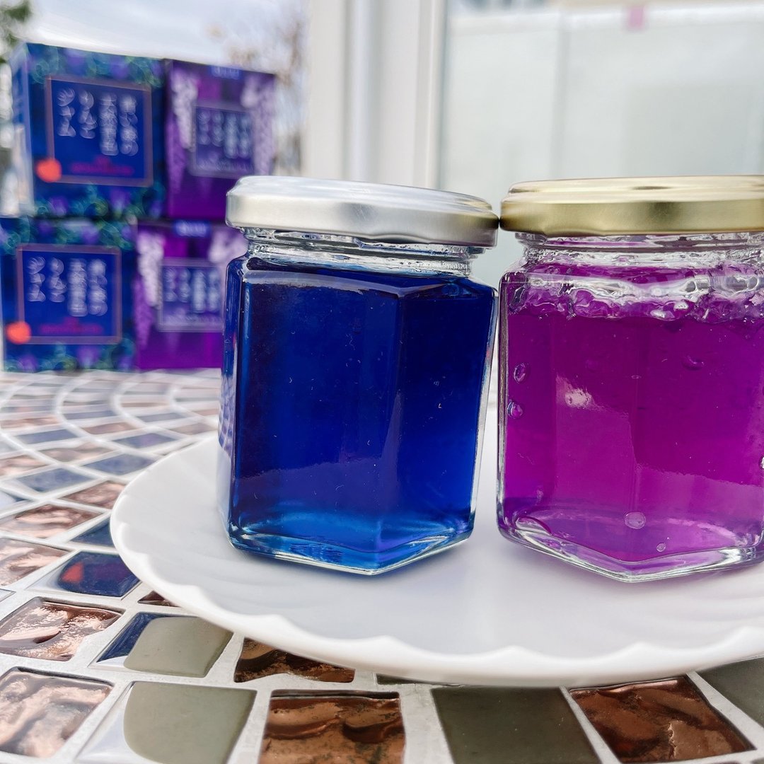 Set of 4 apple jams in 2 colors, blue and purple - 果酱/抹酱 - 新鲜食材 金色