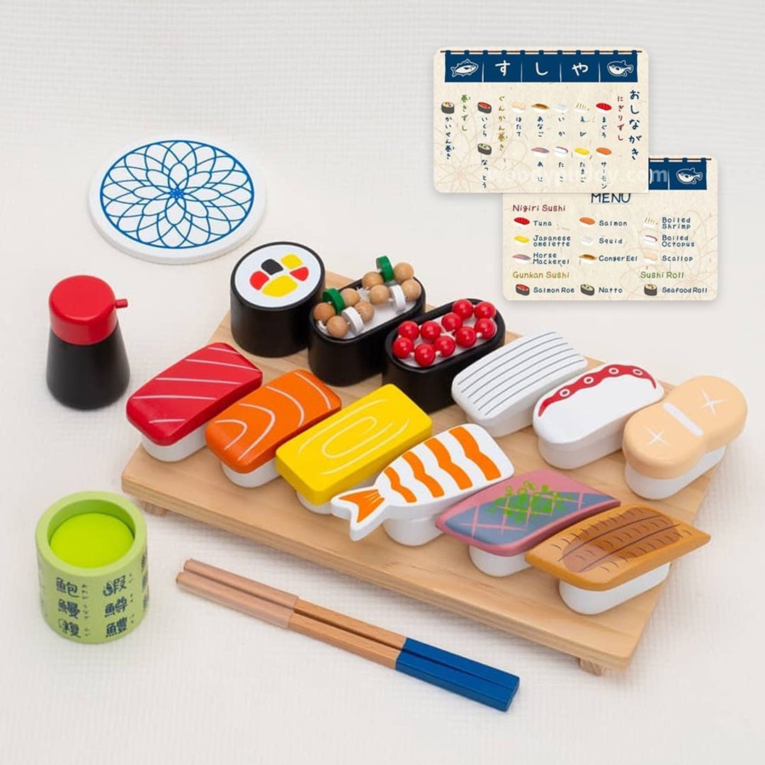 【WOODY PUDDY】豪华寿司料理套餐组 - 日本木质家家酒玩具 - 玩具/玩偶 - 木头 多色