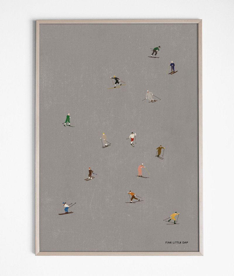 Elisabeth Dunker - 瑞典艺术家设计海报 SKIERS POSTER - 海报/装饰画/版画 - 纸 灰色