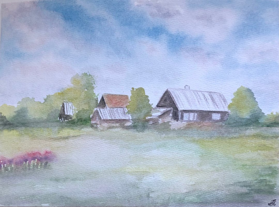 夏季原创水彩画风景墙艺术 - 墙贴/壁贴 - 纸 多色