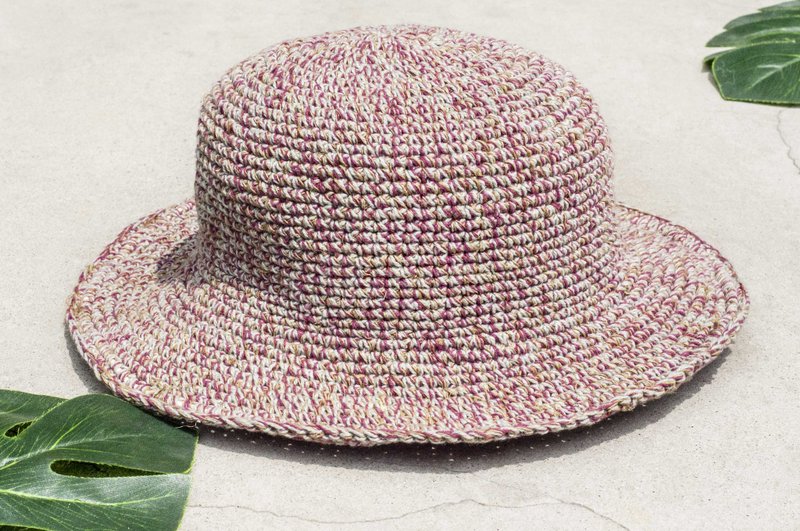 手工钩织棉麻帽 编织帽 渔夫帽 草帽 草编帽 - 原味的夏天 草莓果 - 帽子 - 棉．麻 多色