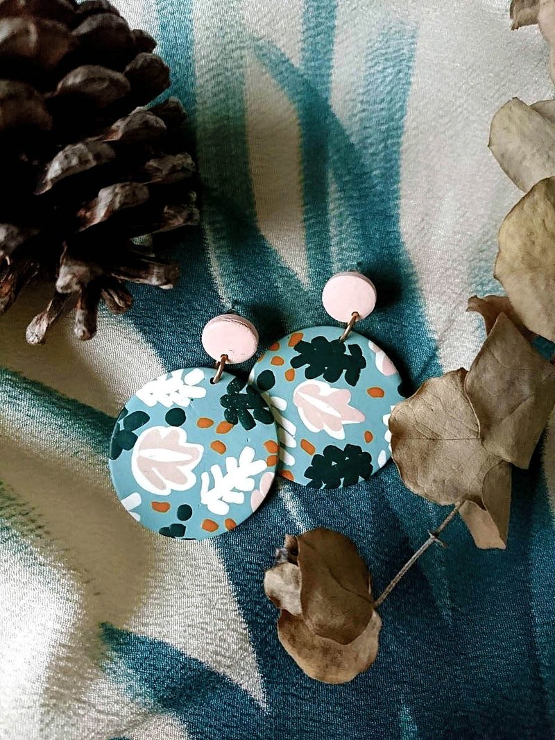 NAZNADesign-手工软陶耳饰-遇见绿系列-大圆款(可改夹) - 耳环/耳夹 - 粘土 绿色