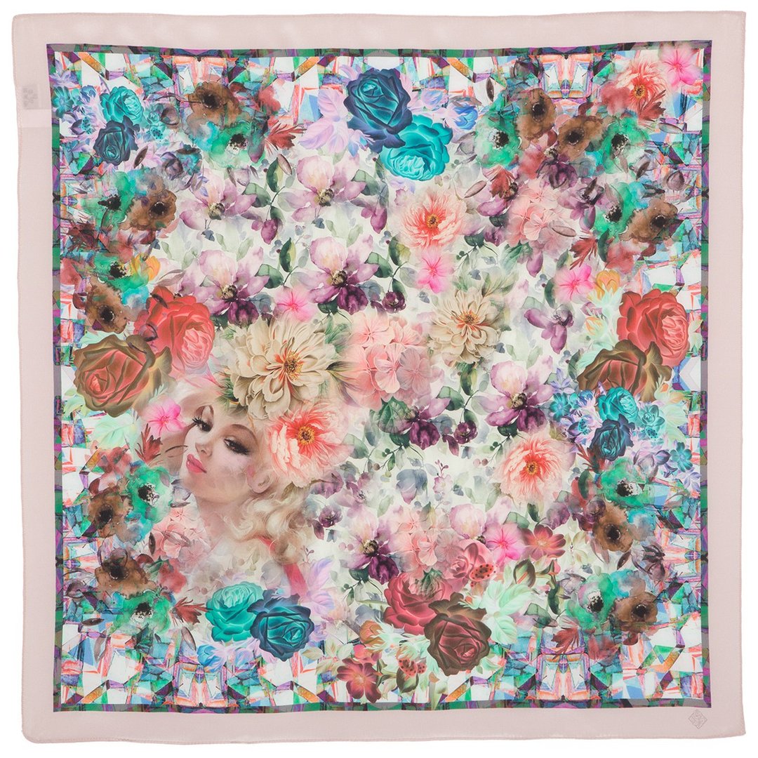 Pavlovo Posad Shawl, Russian Neck Scarf Natural 100% Silk Summer Wrap 10102-2 - 丝巾 - 丝．绢 多色