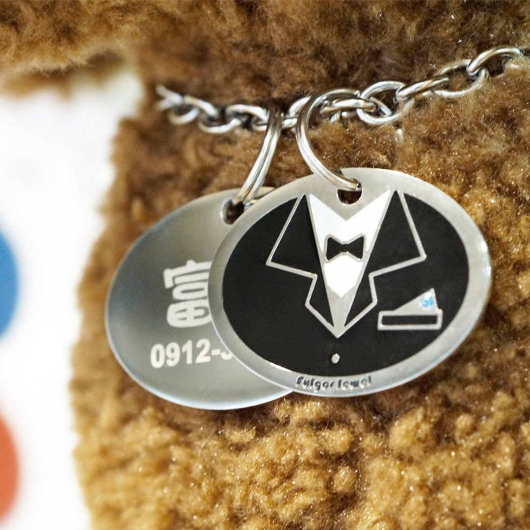 【Fulgor Jewel】吊牌 刻字狗牌 名牌 免费刻字 Gentleman 派对款 - 项圈/牵绳 - 不锈钢 银色