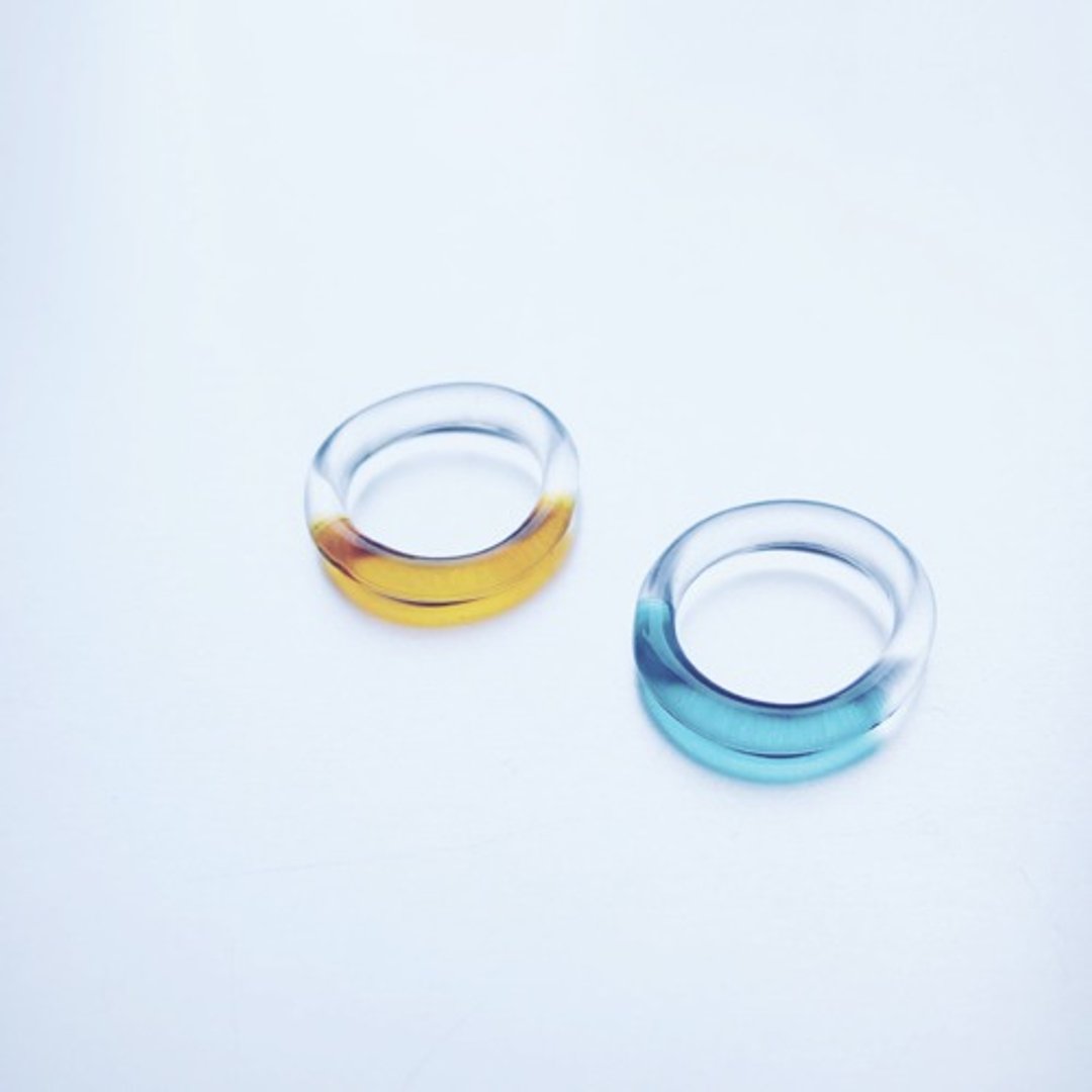 Colored simple Ring / AM / GR / BK - 戒指 - 玻璃 黄色