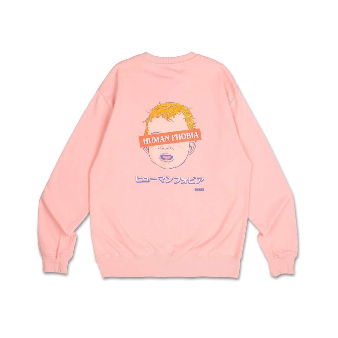 社交恐惧症 美式怀旧 重磅棉质圆领长袖 Tshirt衫系列 粉红色 - 女装上衣 - 棉 粉红色