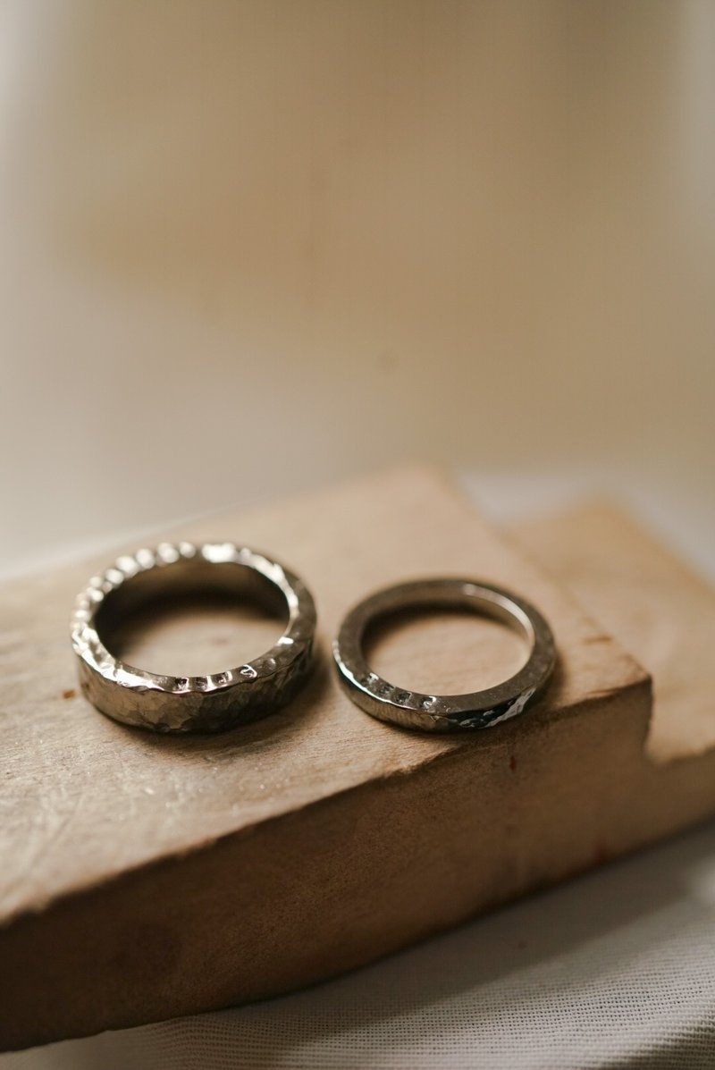 膦面戒指 - 对戒 - 纯银 