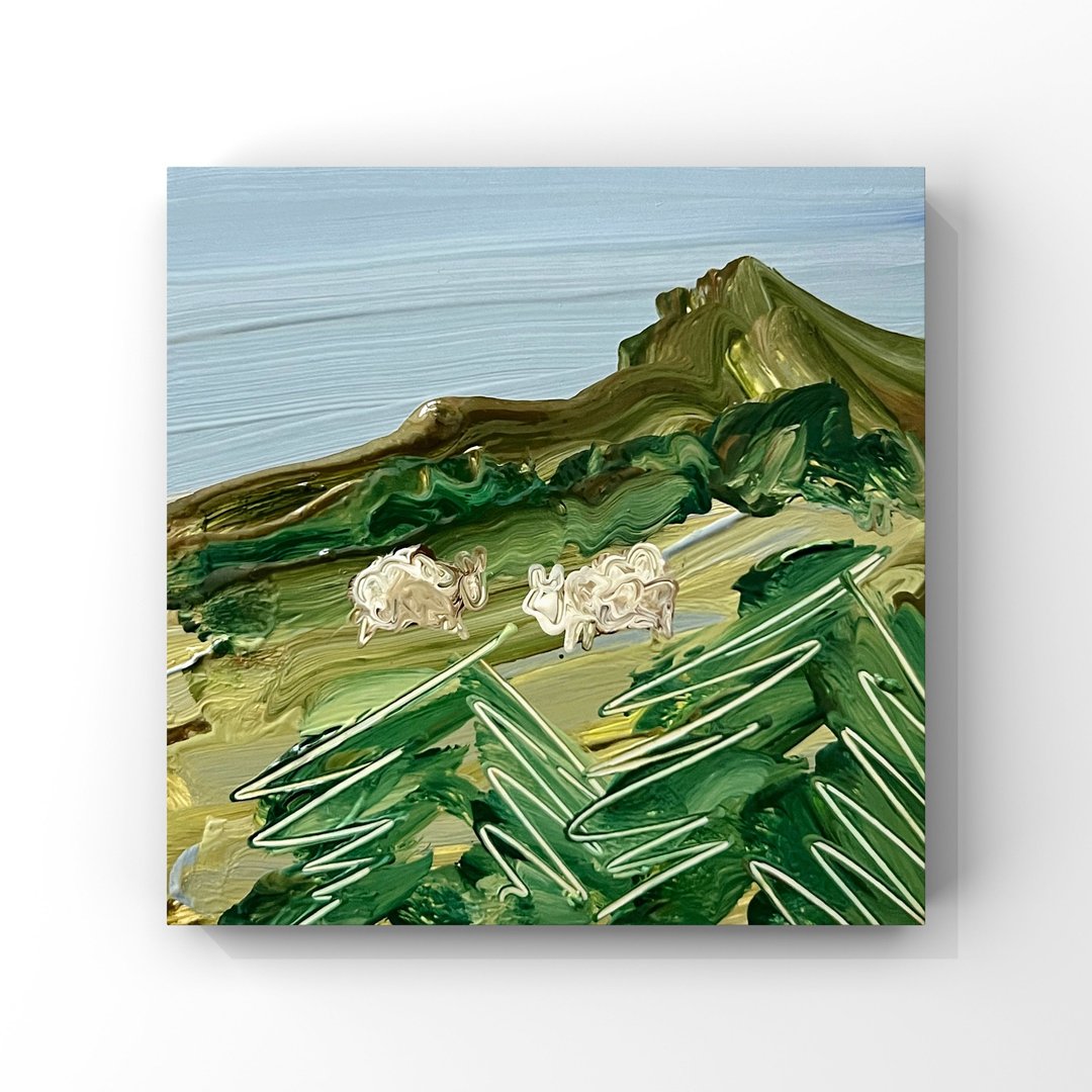 羊油画半抽象山地风景阿尔卑斯山放牧巴伐利亚阿尔卑斯山 - 海报/装饰画/版画 - 其他材质 多色