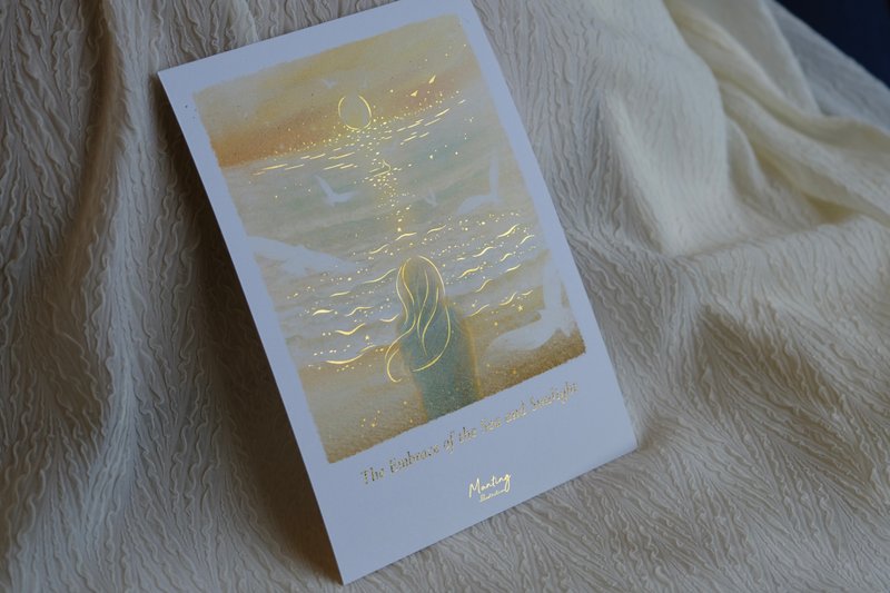 烫金画卡 15x21cm (A5) - The embrace of the sea and sunlight - 卡片/明信片 - 纸 