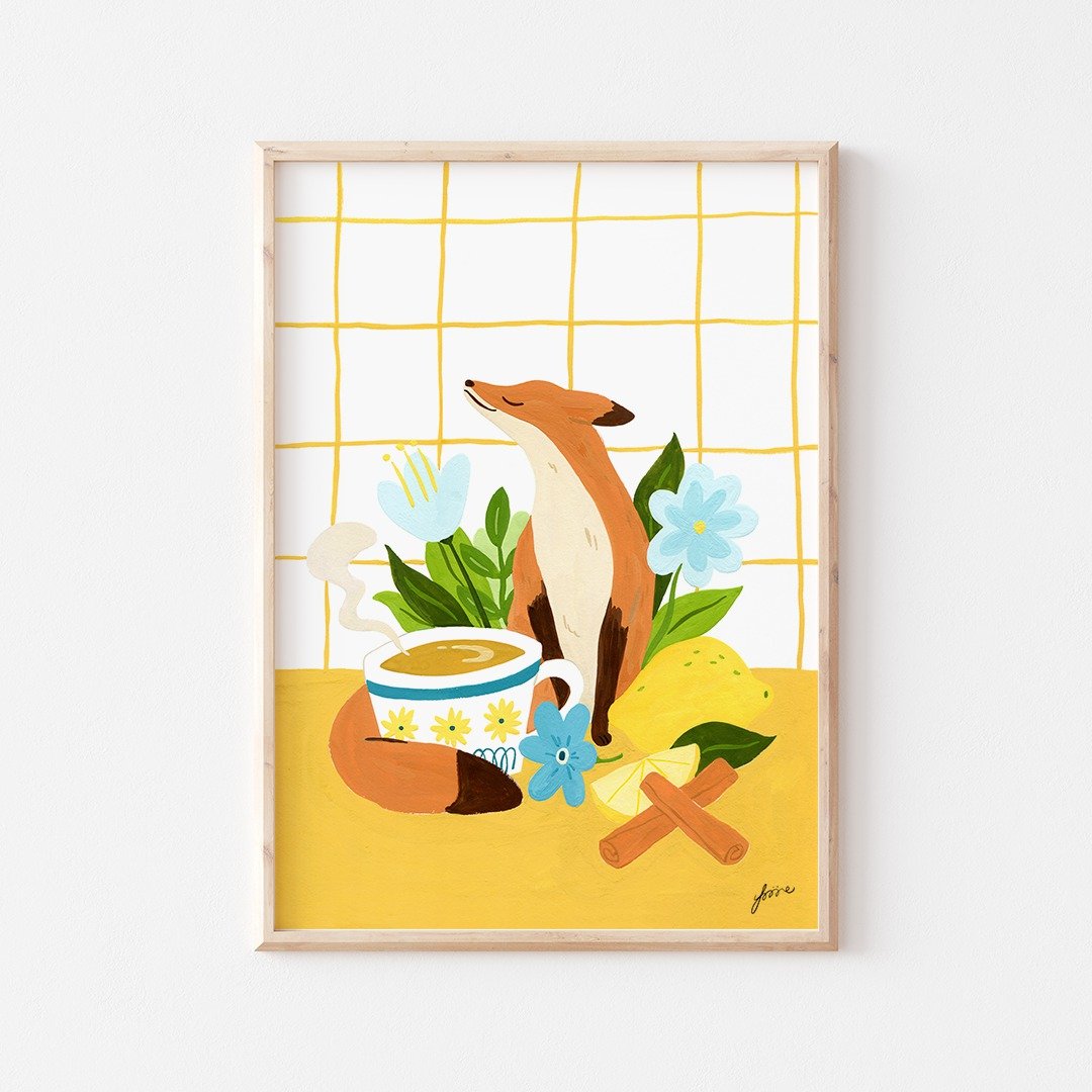 狐狸与柠檬茶 I 印刷装饰画 - 海报/装饰画/版画 - 纸 黄色