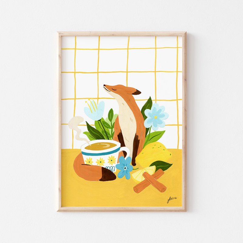 狐狸与柠檬茶 I 印刷装饰画 - 海报/装饰画/版画 - 纸 黄色