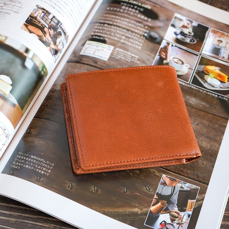 真皮简约型男短夹 070 棕 - 皮夹/钱包 - 真皮 橘色