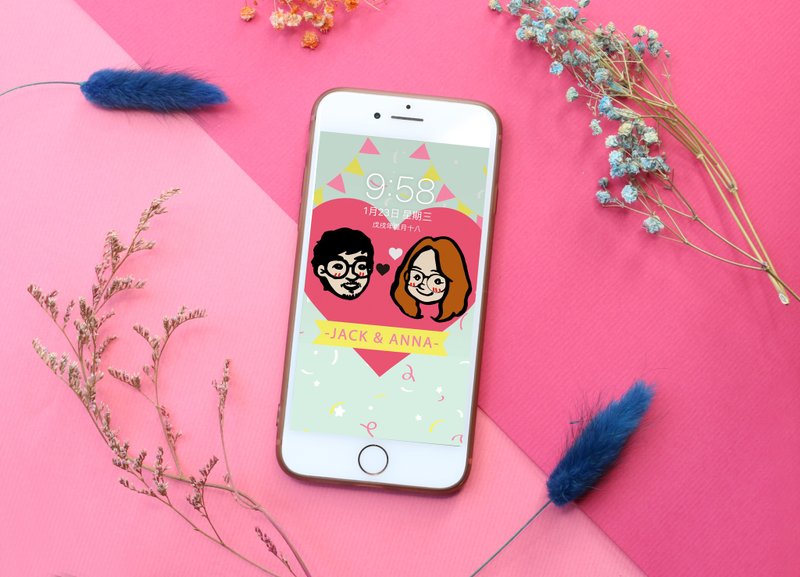 定制化  Q版人像-情侣.情人 (电子图档-2人) - 订制画像 - 其他材质 