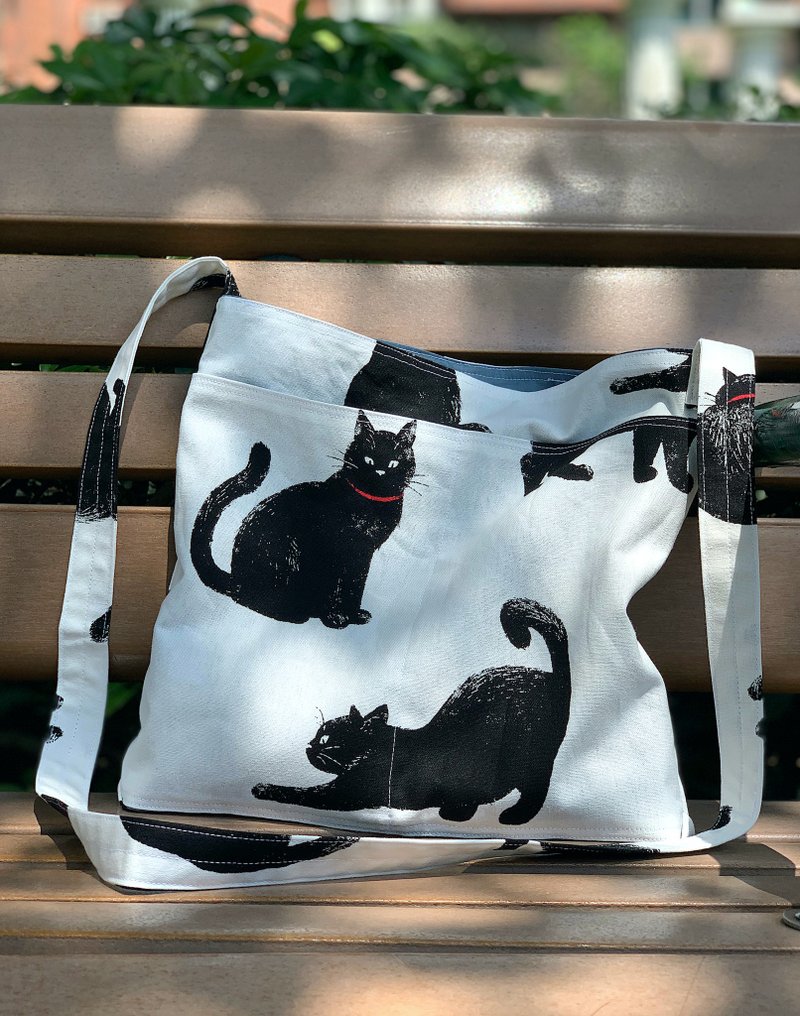 很多猫咪斜背包 - 侧背包/斜挎包 - 棉．麻 