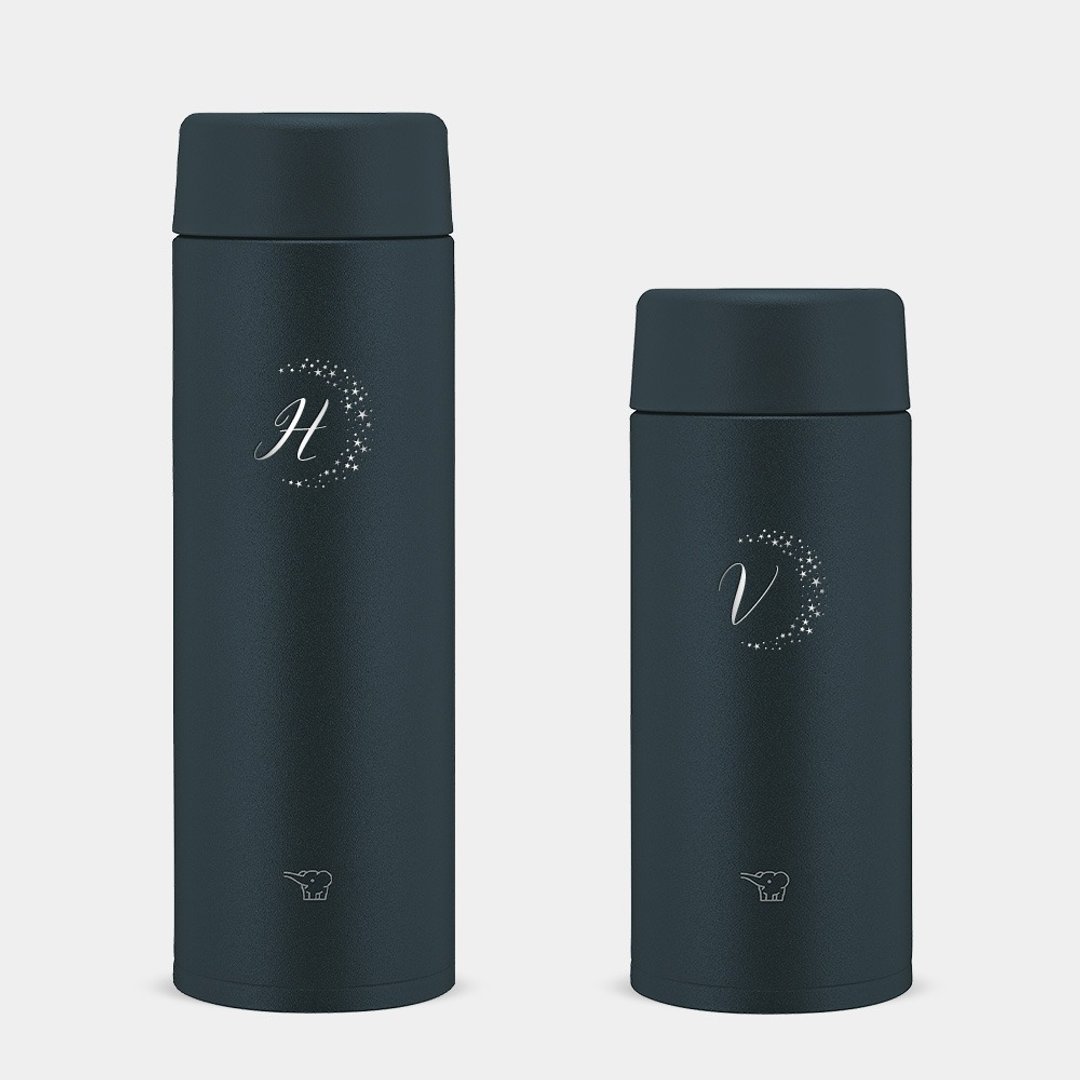 【雷射雕刻】小星星 定制化英文字母 象印保温瓶 PU052 - 保温瓶/保温杯 - 不锈钢 黑色