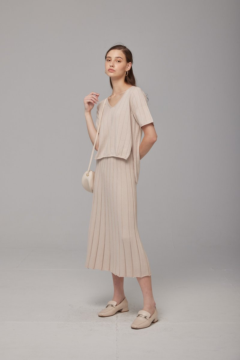 宽直纹波浪长裙 (22W2SK02) - 裙子 - 棉．麻 