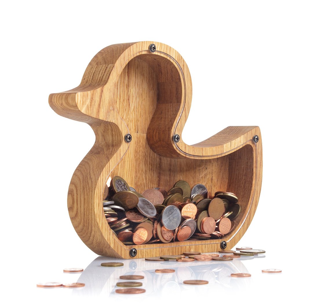Personalized DUCK piggy bank Kids Christmas gift Montessori wooden money box - 储蓄罐 - 木头 