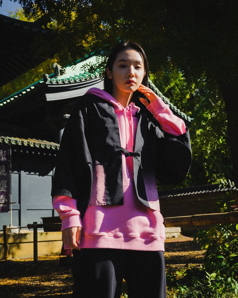 竈门禰豆子 短版羽织  鬼灭之刃联名商品 - 女装休闲/机能外套 - 棉．麻 黑色