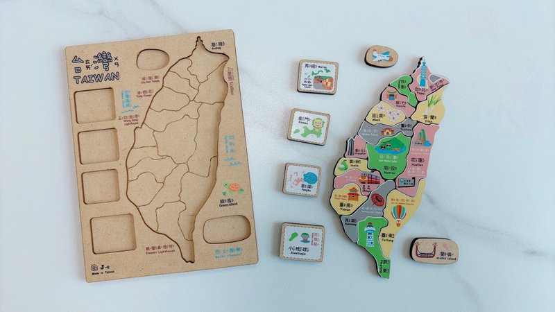 3D台湾景点积木拼图 粉红注音款 - 拼图 - 木头 