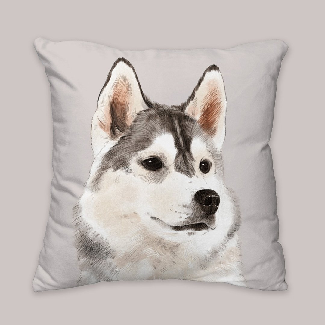 【我会永远爱你】经典款哈士奇 狗狗动物抱枕/枕头/靠垫 - 枕头/抱枕 - 棉 灰色